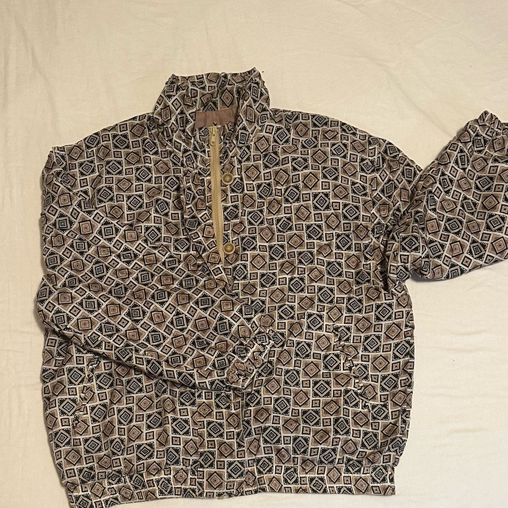 Men's Zip-Up Sweater with Geometric Design